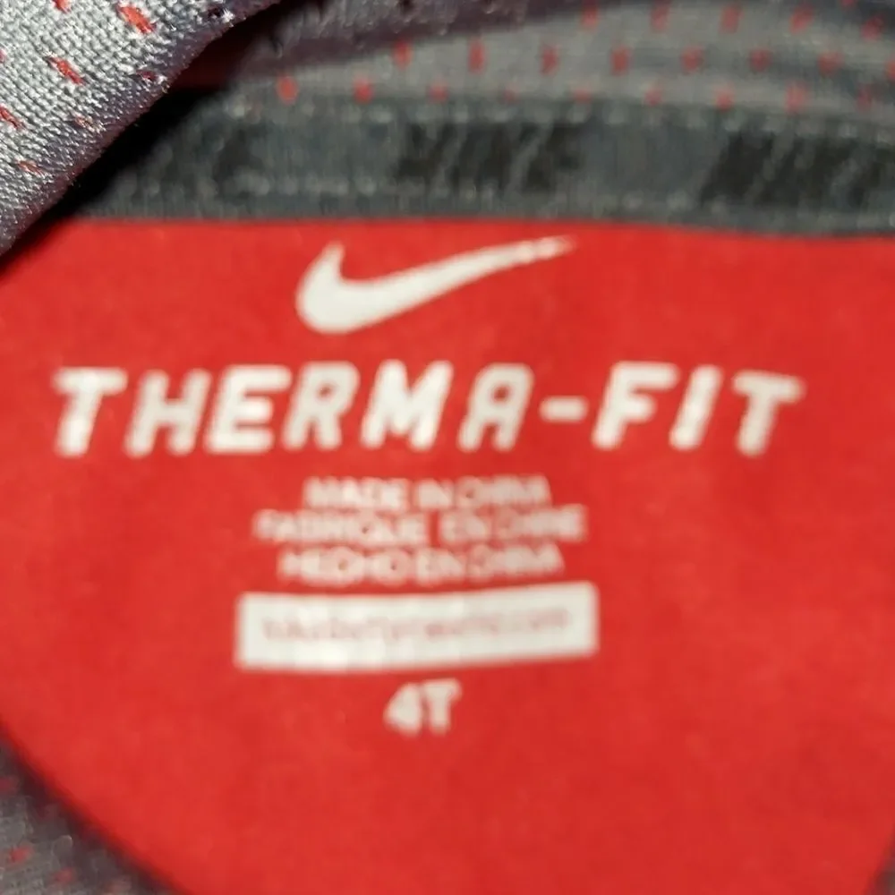 Nike Therma-Fit Red Gray Hoodie Sweatshirt Sz 4T